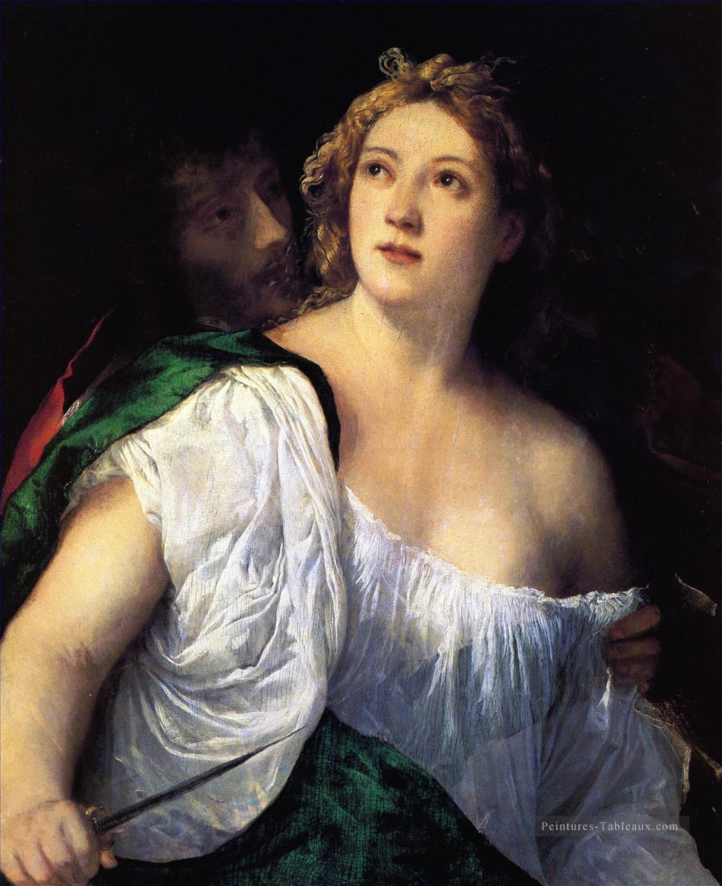 Suicide de Lucretia 1515 Tiziano Titian Peintures à l'huile